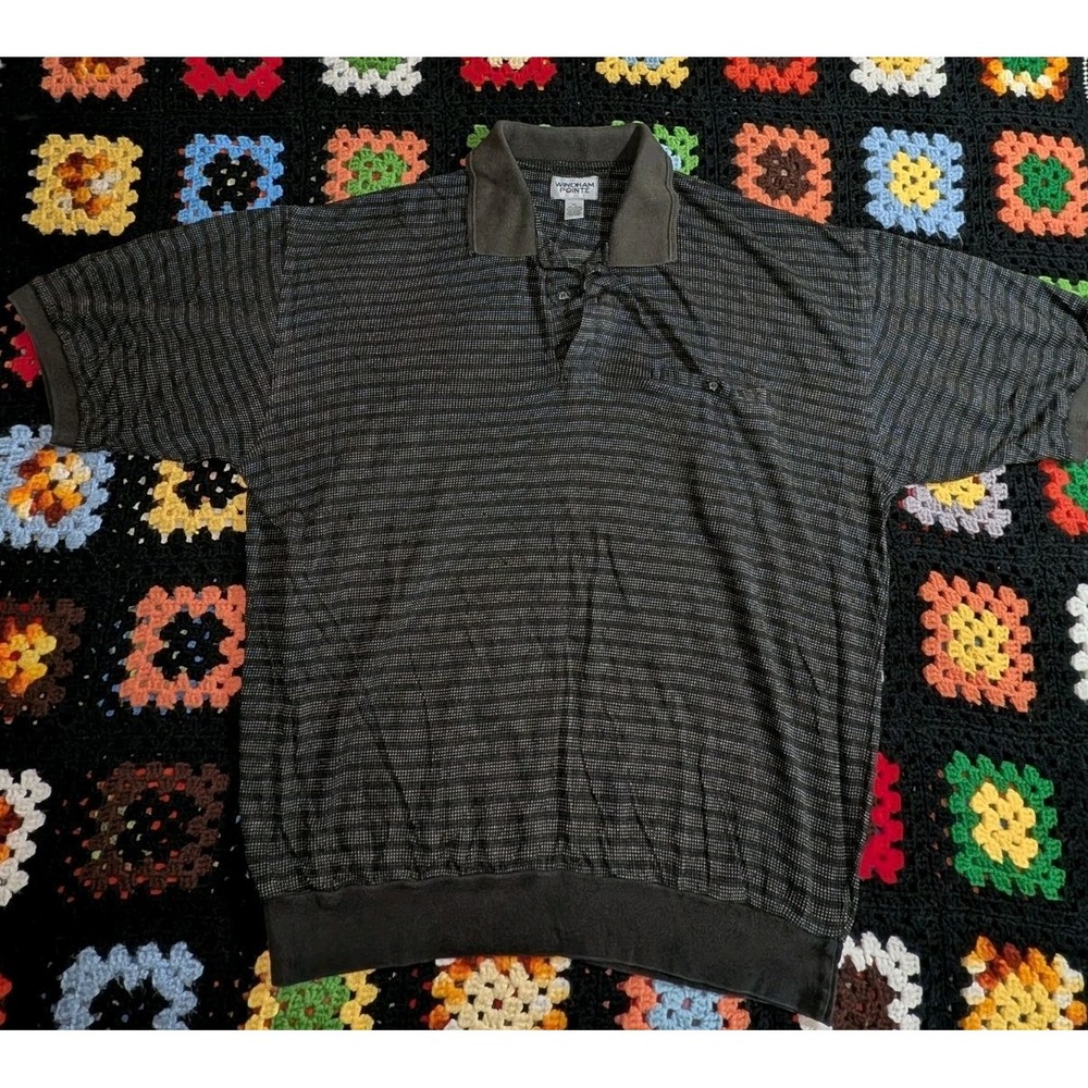 Windham Pointe Polo Men's Short Sleeve Black Striped Size XL